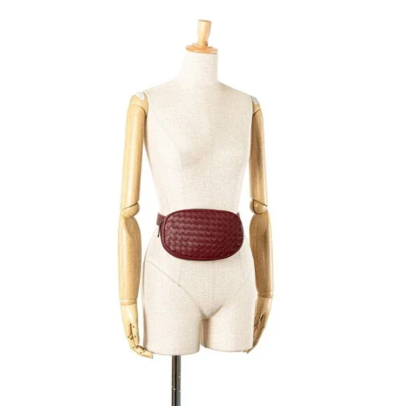BOTTEGA VENETA Red Leather Intrecciato Fanny Pack